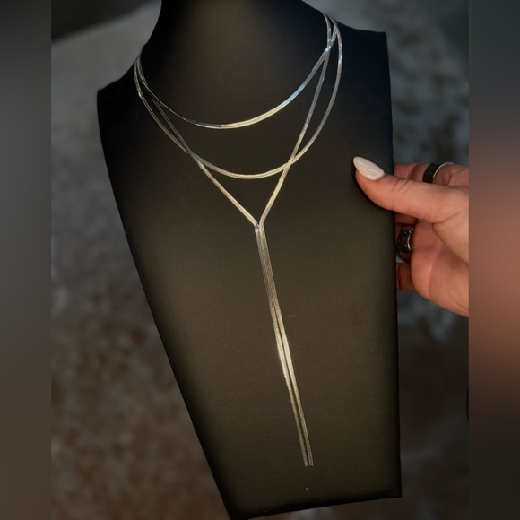 Water Resistant Silver Tri Layer Necklace - Picture 1 of 2